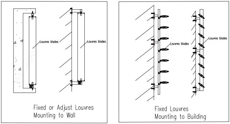 Automatic Vertical Curtain Wall Decoration Fixed Aluminium Sun Shade Adjustable External Elliptical Louver